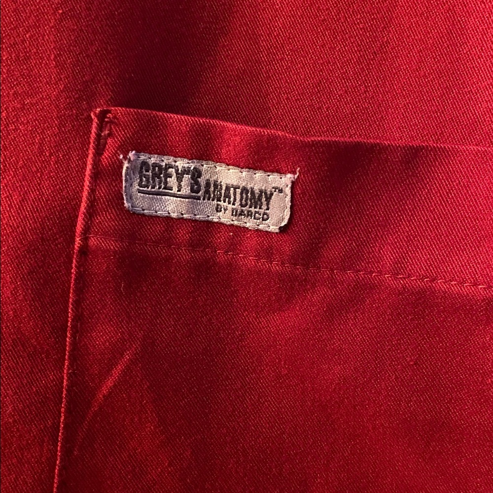 Grey's Anatomy Women's V-Neck Red Scrub Top - Picture 5 of 5
